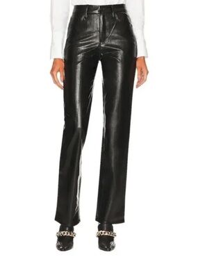 Good American Better Than Leather Icon Women’s 4 27 Black Eel High Rise Chic